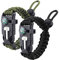 ZHIYE Survival Paracord Bracelet Flint Fire Starter Scraper Compass Wilderness Survival Whistle Adjustable Wristband 2Pack Black&Armygreen