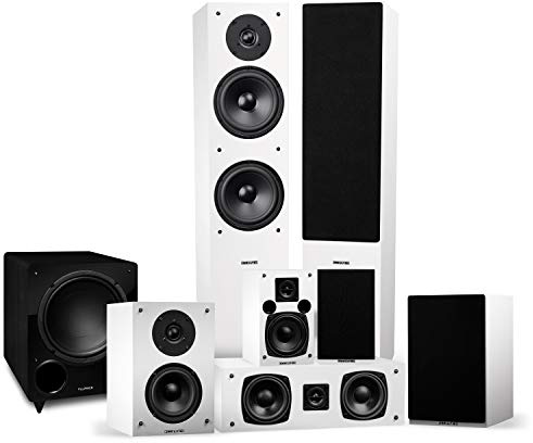 Fluance Elite High Definition Surround Sound Home Theater 7.1 Speaker System Including Floorstanding Towers, Center Channel, Surround, Rear Surround Speakers and DB10 Subwoofer - White (SX71WHR)