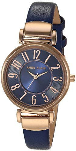 Anne Klein Damenuhr mit leicht ablesbarem Lederarmband, AK/2156NVRG