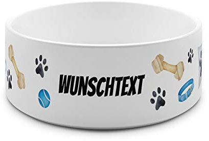 printplanet® - Futternapf mit Name oder Text Bedruckt - Für Hunde - Napf Hundenapf Wassernapf selbst gestalten - Motiv: Tatzen-1