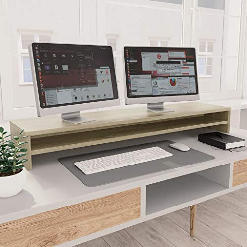 pedkit Monitorst?nder Sonoma Eiche-Optik Schreibtischaufsatz Monitorerh?Hung Bildschirm PC Regal Aufsatz Bildschirmerh?Hung 100×24×13 cm Spanplatte