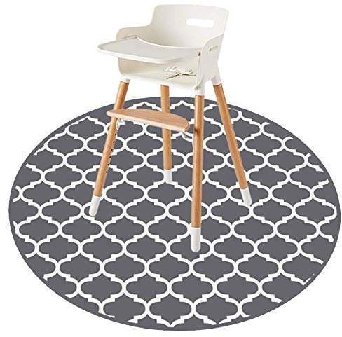 Splat Mat for Under High Chair/Arts/Crafts by CLCROBD, 53 Round Baby Anti-slip Food Splash and Spill Mat for Eating Mess, Waterproof Floor Protector and Table Cloth (R Lattice)