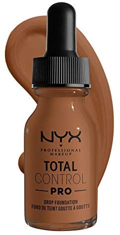NYX Professional Makeup Total Control Pro Drop Foundation, Flüssiges Make up, Individuelle und aufbaubare Deckkraft, Vegane Formel, True-to-Skin Finish, 13 ml, Farbton: Cappuccino