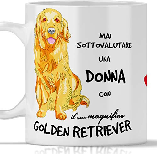 Golden Retriever Mug for Breakfast, Tea, Tea, Coffee, Cappuccino, Gadget Mug Never Underestimate a Woman with a Golden Retriever Dog, Original Gift Idea