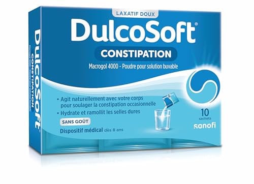 DulcoSoft Constipation 10 sachets - Dispositif médical - poudre à diluer - Soulage la constipation occasionnelle efficacement et en douceur - Sans goût