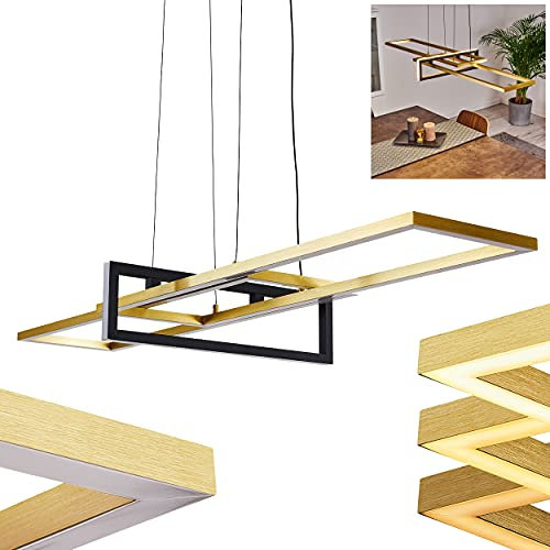 LED Pendelleuchte Omega, moderne Hängeleuchte aus Metall und Kunststoff in Schwarz/Weiß und Gold, über Lichtschalter in 3 Stufen dimmbar, 1 x LED 34 Watt, max. 4200 Lumen, 3000 Kelvin