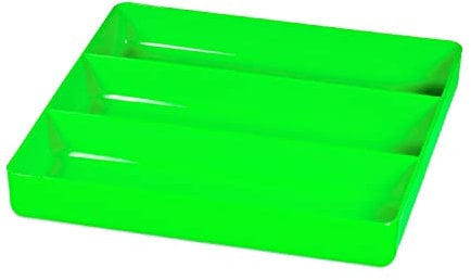 Ernst Manufacturing Toolbox Tray: Stackable Garage Organizer Tray in Green with 3 Compartments - Ideal for Trades, Mechanics, Electricians, Plumbers, Household Use, Hobbies, and More - Heavy Duty