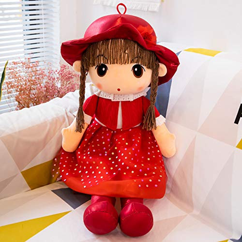 Mignonne Poupée de Chiffon Fille Jouet en Peluche Douce Poupon Mini-princesse Poupée en Chapeau et Jupe Jolie Décoration de Maison Cadeau de Baptême Anniversaire Noël Poupée d'Accompagnement Bébé