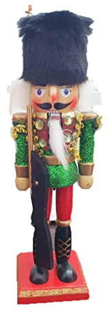 Euronatale Schiaccianoci Natalizio Cacciatore in Legno 20 Cm Verde