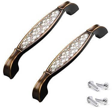 SYDARSYN 2 Stück Griffe für Küchenschränke - Vintage Blumenmuster Möbelgriffe Keramik Griffe Schrankgriffe Küchengriffe, Pech 128mm