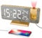EVILTO Alarm Clock Projector - Vintage Gold Clock RadioTemperature Humidity Display Digital Alarm Clock USB Charging Port 180° Rotable Projection Time