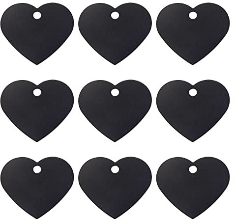 BENECREAT 30 Stück Herz-Stanzrohlinge Aluminiumrohlinge (Schwarz) Stanzrohlinge 33x37.5x1 mm Für Halsketten-Armband-Schmuckherstellung