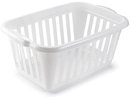 AC - Cesta para la Ropa Sucia - Forma Rectangular - Fabricado en Plástico - Cesto para la Colada - Almacenamiento - 26 x 60 x 40 cm - Color Blanco