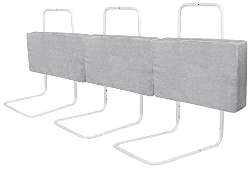 UISEBRT 3 Stück Bettgitter 60cm Rausfallschutz Bett, Bettschutzgitter für Kinder 5-Loch Höhenverstellbar Kinderbettgitter Sicherheitsschutz für Kleinkinder, Babys und Kinder, 180cm, Grau