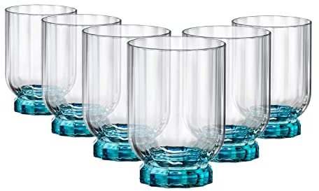 Rocco Bormioli Bormioli Rocco Florian Lot de 6 verres en verre, pied bleu, roches, 30 cl
