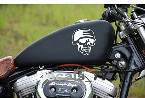 myrockshirt Zweimal Totenkopf Helm Stahlhelm je 15 cm Aufkleber Autoaufkleber Freie Farbwahl Profi Qualität