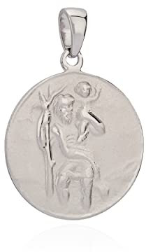NKlaus 18,5mm Kettenanhänger Heiliger Christophorus 925 Silber teilmatt Christusträger 9718