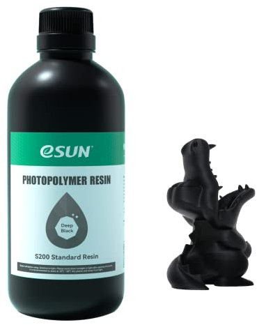 eSUN 3D Drucker Schnelles Harz, 405nm LCD UV Härtendes S200 Standard Photopolymer Harz mit Hoher Präzision 3D Druckflüssigkeit für Photon LCD 3D Drucker, 500g Schwarz