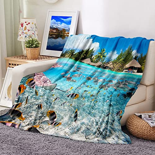 Daesar Wohndecken Kuscheldecken 80X120, Decke Warm Winter Unterwasser Gemustert Fleecedecke für Sofa