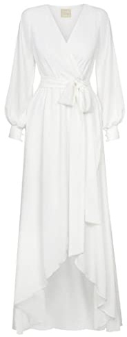 Swing Fashion Irmina Damen Langes Kleid, Elegantes Kleid, Festliches Kleid, Partykleid, Abendkleid, Hochzeitskleider, Abschlussballkleid, Ballkleid, Maxikleid, Langarm