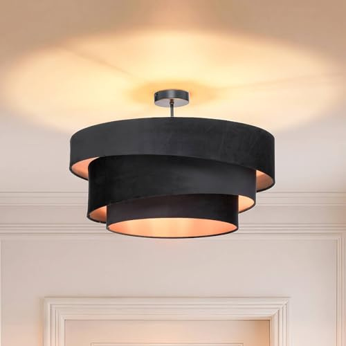 Lindby Deckenlampe Jusari (Modern) in Schwarz aus Textil (3 flammig, E27) - Deckenleuchte Lampe Wohnzimmerleuchte