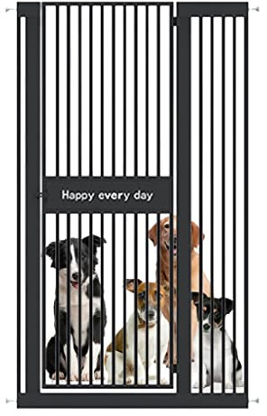 DREANNI Extra Hohe 100 Cm-150 cm Haustiertor Für Hunde Und Katzen, Sicherheitstor Für Türen/Treppen/Flure, Black Metall Verschlüsselt Barriere Innengitter Für Kinder Und Haustiere, Passt 70-118 cm Bre