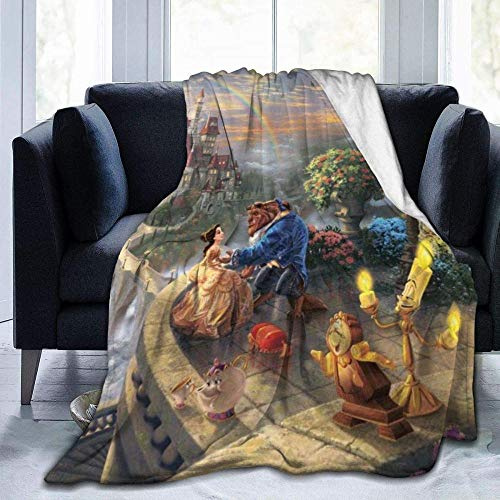 LOUJIN Die Schöne und das Biest Decke, superweich, für Erwachsene, warm, Übergröße, mit weichem Flanell, Anti-Pilling, für Erwachsene und Kinder, D-Druck, 200 cm x 150 cm