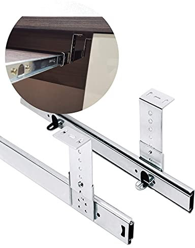 Keyboard Shelf Drawer Runners Adjustable Under Desk Computer Slides Steel, 2 Packs Computer Slides Fixing Slide Holder Drawer for Underdesk Keyword Platform Shelf Ball Bearing Runners,350Mm