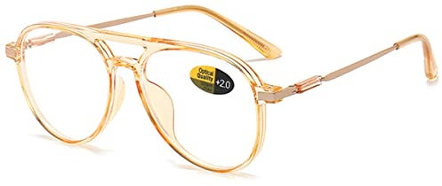 KOOSUFA Pilot-Rahmen Blaulichtfilter Brille Brillengestelle Mode Computerbrille Damen Herren Ultra Leicht PC-Metallbügel Brillenfassung Gaming Brille ohne Stärke Durchsichtig Orange