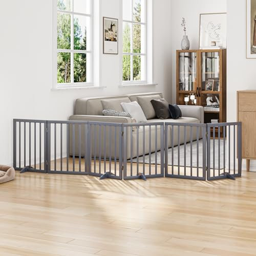 Mino Kesper Dog Gate for Stairs 37-110 Wide, Fully Assembled Foldable Dog Gates for Doorways House, Freestanding Pet Gates for Dogs, Doogie Puppy Fence Gate