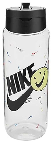 Nike Unisex - Adult TR Renew Recharge Straw Bottle 24 oz Water Bottle, Clear/Black/Black, 709 ml