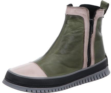 Gemini Damen Stiefelette Leder Colorblock Design Reißverschluss 035009-02, Größe:39 EU, Farbe:Grün