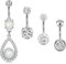 MODRSA 14G Bauchnabelpiercing Chirurgenstahl Damen Piercing Bauchnabel Silber Opal Piercing Bananabells Stab 10MM Anhänger Piercing Bauchnabel
