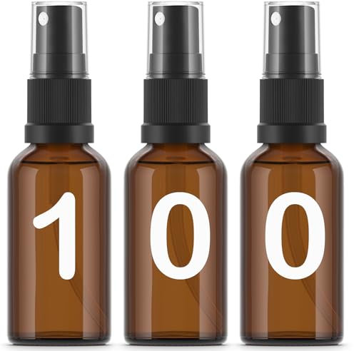 Essenciales Bote Spray Pulverizador de Cristal Ambar - 100 Botellas, Atomizador Recargable - 30ml