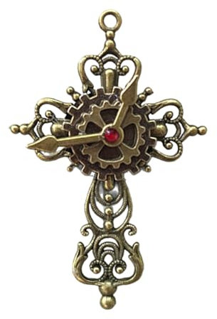 Kingke Ankexin-Brosche für Damen, Unisex, Steampunk-Brosche, Anstecknadel, Kreuzuhr, Abzeichen, Halloween, Cosplay, Legierung, Anstecknadeln, Metallnadeln, Kragen-Brosche, 5*6CM, Metall