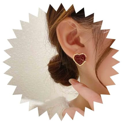 Inilbran Boho Liebe Herz Ohrringe Rot Emaille Herz Ohrringe Rot Herz Ohrstecker Ohrringe Minimalistisch Herz Aussage Ohrringe Schmuck Für Frauen Und Mädchen