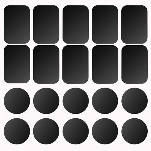 Pau1Hami1ton Placas metálicas Delgadas pegajosas (compatibles con Soportes magnéticos),4 Placas metálicas para la Carcasa del teléfono móvil (10 rectangulares y 10 Redondos) S-07N(10Black