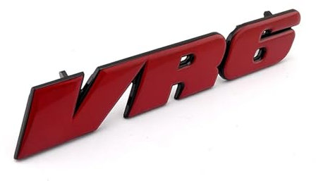 MyFisher zlj6688 ROT 3D Aufkleber Chrom VR6 Auto Grill Abzeichen Emblem Aufkleber MK3 Kühlergrill Auto Logo Kompatibel mit Golf Corrado Jetta Passat (Color : Red)