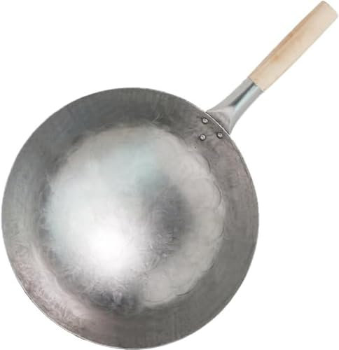 SHINE FARM - Wok Fondo redondo hecho a mano (15 pulgadas)