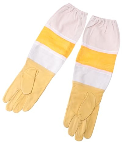 Beekeeping Gloves for Men Women, Faux Goat Skin Breathable Anti-Puncture | Ventilated Design Offers Maximum Dexterity and Flexibility, for Garden Work, Apiculture Tasks