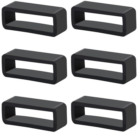 Mozeat Lens 6 Stück Uhrenarmbandschlaufen Silikon 16 mm Uhrenarmband Loops Schwarz Uhrenarmband Verschlussring Gummi Ersatz Uhrenarmband Keeper Unisex Armband Sicherer Silikonring