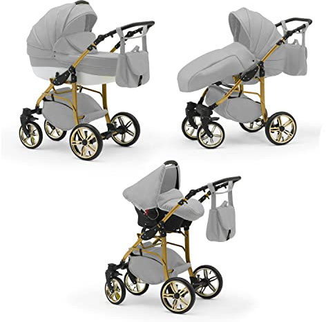 Kinderwagen-Set 4 in 1 Neo Gold inkl. Sportsitz und Autositz - 16 Teile - in 22 Farben