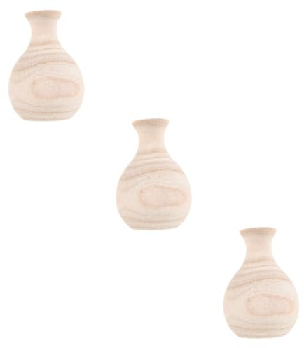Garneck 3 Stück Rustikale Bauernhausvase Aus Holz Basteln Dekorative Blumenarrangement-Flasche Handgefertigt Moderne Vase Für Die Inneneinrichtung