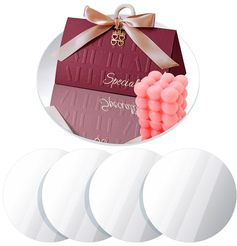 Bandeja Decorativa Acrílico Centros de Mesa 15cm Bandejas Decorativas Porta Velas Decorativas para Perfume Candelabros Velas Mesa Comedor, 4 Pcs