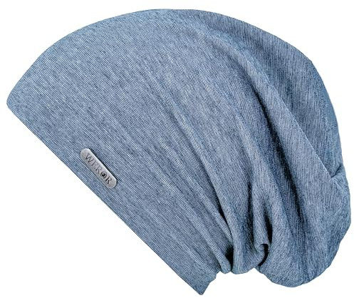 WEROR Beanie Damen Herren – weiche und leichte Longbeanie Mütze – Slouch Jersey Beanie – WEROR-428.1 (DE/NL/SE/PL, Alphanumerisch, Einheitsgröße, Blau)