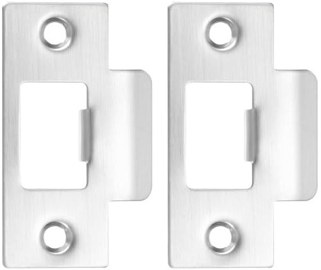 PATIKIL 2-3/4 Door Lock Strike Plate,2 Pcs Stainless T Strike Deadbolt Strike Plate,Door Backplate for Interior Exterior Door Use(Large Hole), Silver