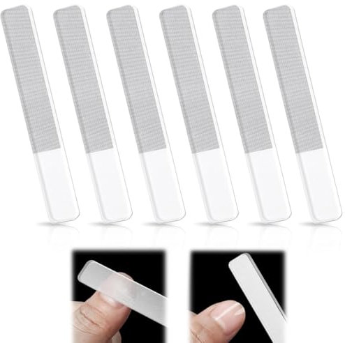 RAMGLYO 6 pièces Lime à Ongles en Verre Nano, Polisseur de Brilliance pour Ongles Naturels, Lime à Ongles avec Étui