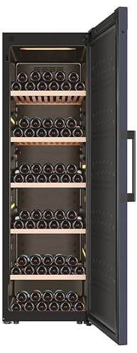 Haier Wine Cave 60 Series 7 HWS247FAH1- Vinoteca de 247 botellas con Tirador, WIFI, Estantes de madera, Filtro de carbón, Refrigeración por Compresor, Display Digital, Iluminación LED 3D, 35dbA, Negra