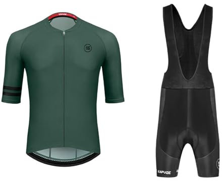 RUMAOZIA Conjunto de maillot de ciclismo para hombre de manga corta, camiseta de ciclismo para hombre, camiseta de ciclismo ligera y pantalones de ciclismo, ropa de ciclismo para exteriores, O Verde,
