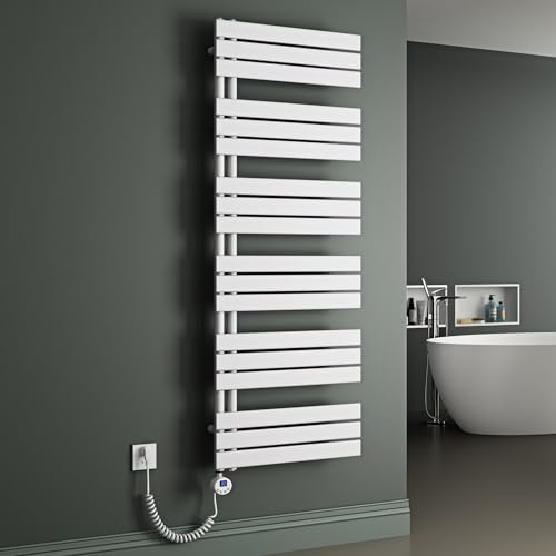 Mai & Mai Badheizkörper Badheizung Heizkörper Bad 159x60 cm in Weiß | Handtuchheizkörper Seitenanschluss, Handtuchhalter Handtuchwärmer mit Heizstab 1000W